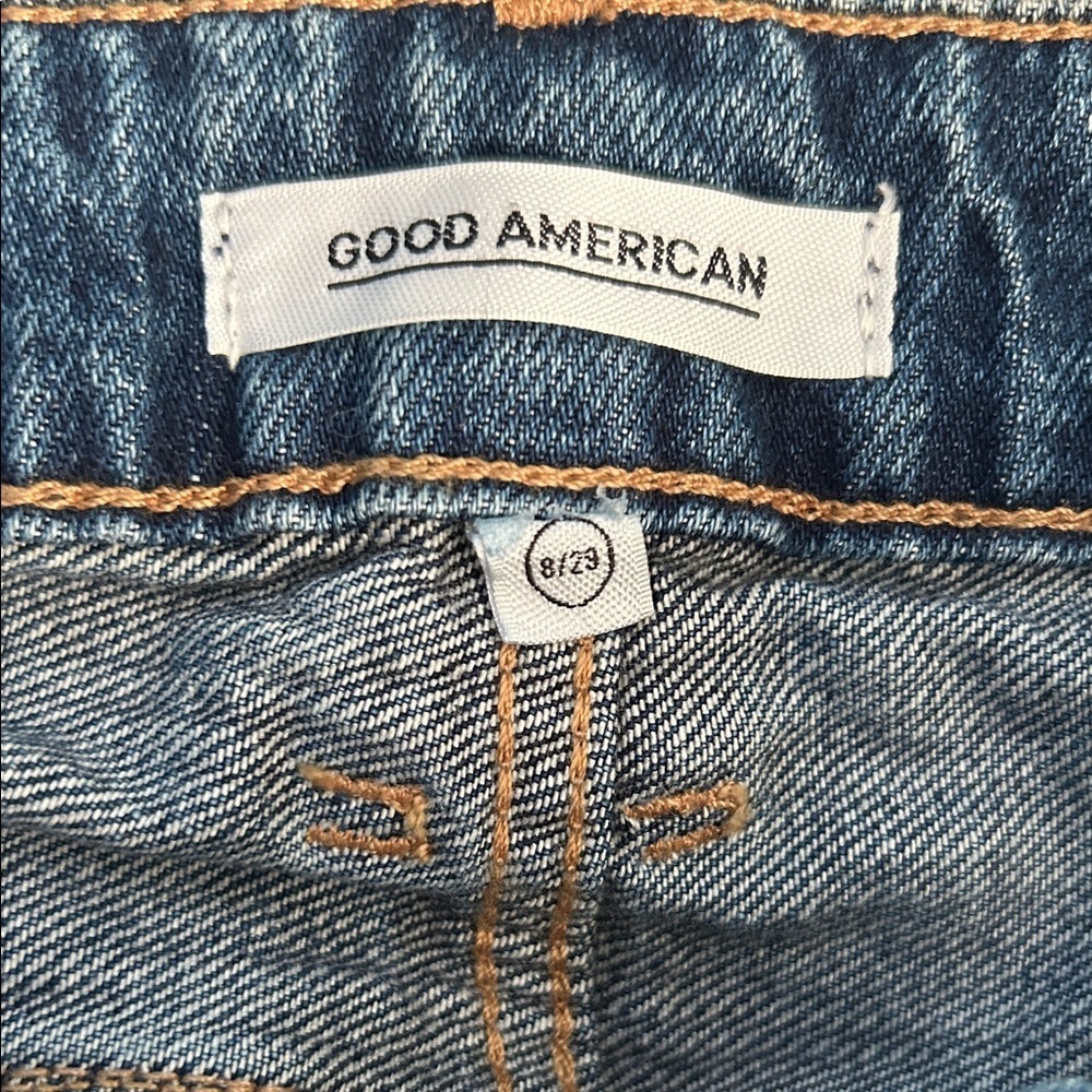 Good American Blue Denim Mini Skirt with Silver Accents - Picture 5 of 8